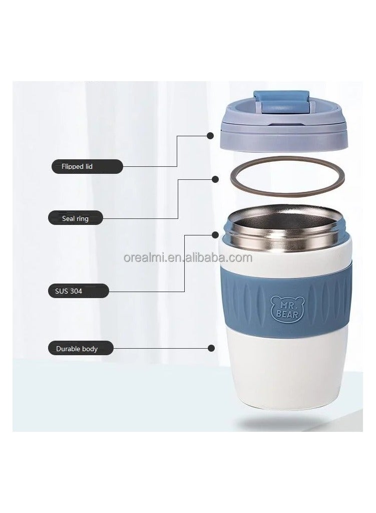 ياتاي كوب قهوة من الفولاذ المقاوم للصدأ بجدار مزدوج جديد محمول قابل لإعادة الاستخدام كوب ترمس للقهوة في السيارة والمكتب كوب قهوة هدية راقية مع القش - Image 4