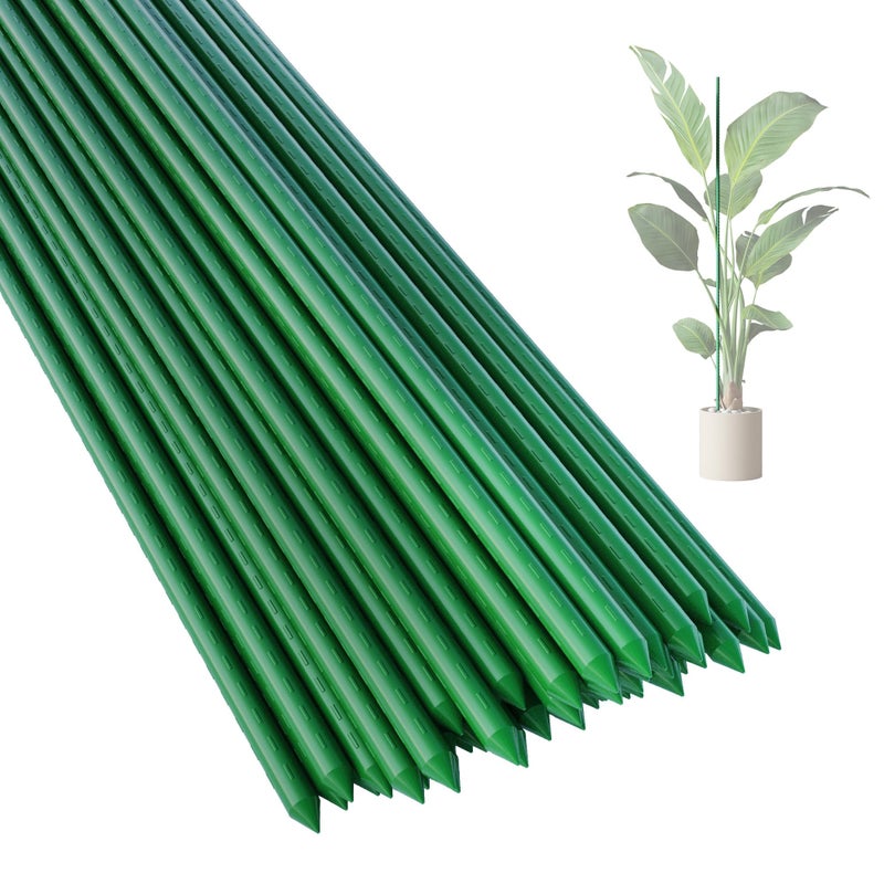 PROWORX 36 Inch 3 Ft Plant Support Garden Stakes 25 PCS, Sturdy Steel Plastic Coated Sticks for Outdoor Growing Climbing, Tomato, Trees, Cucumber, Beans - Image 1