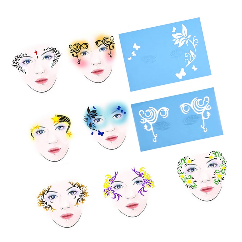 7styles/set Reusable Face Paint Stencil Body Painting Template Flower Butterfly Facial Design - Image 1