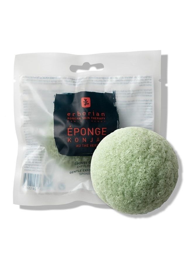erborian Green Tea Konjac Facial Sponge - Natural Great for Sensitive, Oily and Acne Prone Skin - Korean Beauty Bath Scrub for Deep Cleansing and Exfoliation - for All Skin Types - Korean Skincare  - Image 1