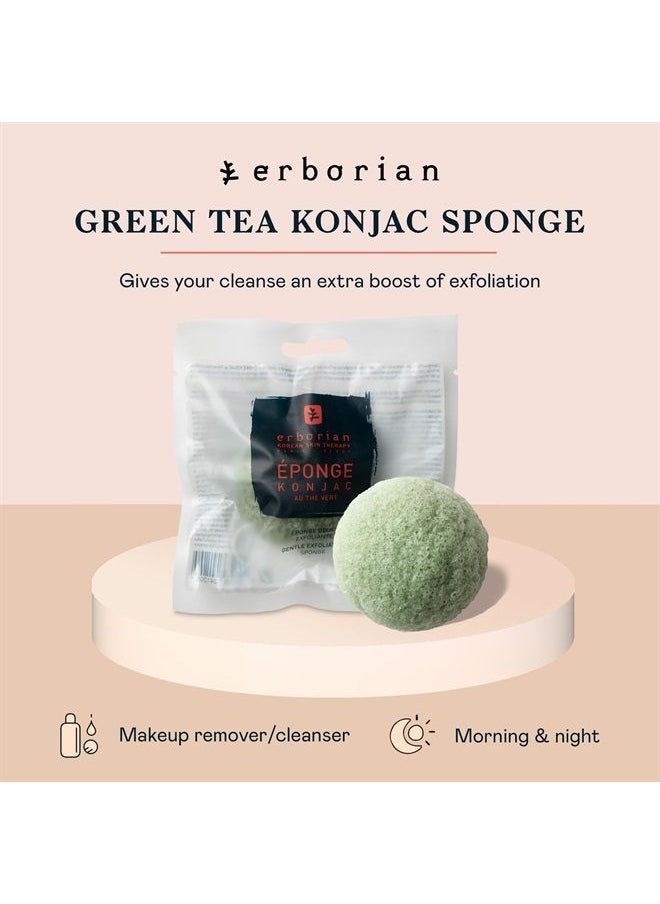 erborian Green Tea Konjac Facial Sponge - Natural Great for Sensitive, Oily and Acne Prone Skin - Korean Beauty Bath Scrub for Deep Cleansing and Exfoliation - for All Skin Types - Korean Skincare  - Image 2