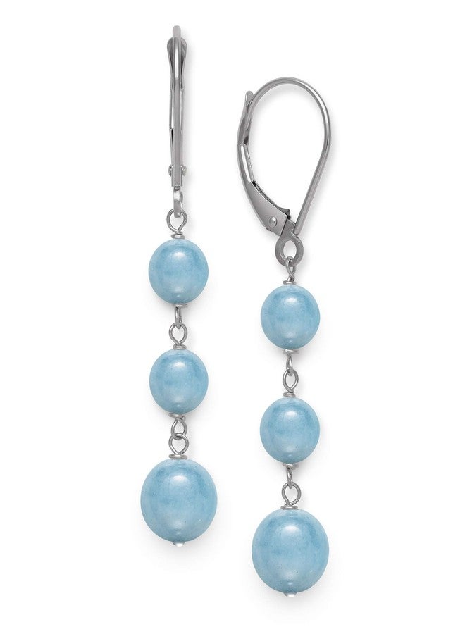 Belacqua Natural Milky Blue Aquamarine Drop Earrings in Sterling Silver, 1.5 Inches Length, Closure - Leverback, Jewelry for Women, Gift Box Included - Image 1