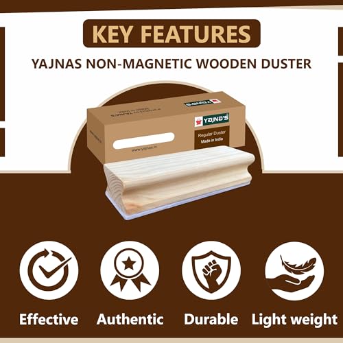 YAJNAS Wooden Duster & Marker Combo For Whiteboard & Chalkboard Use - Duster + 1 Black + 1 Blue Marker Combo, Premium Non Magnetic Wooden Duster With Whiteboard Marker - Image 4