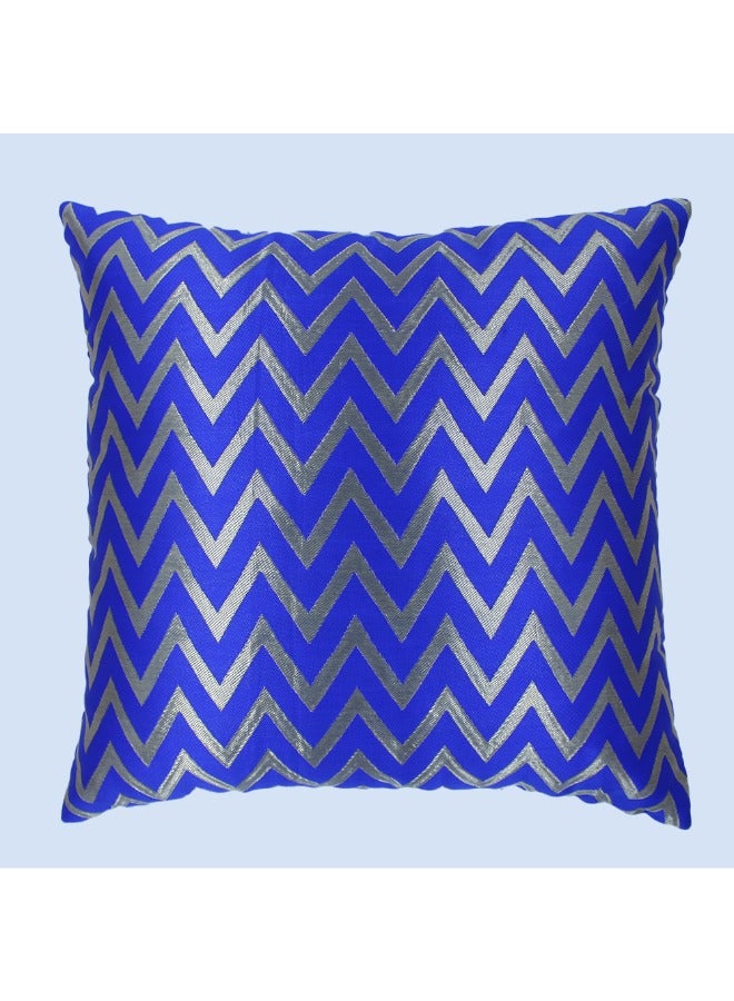 BYFT Orchard Cushion Cover 18 x 18 inch (Zig Zag Design - Royal Blue) 45 x 45 cm Luxury Decorative Cushion Cover for Sofa, Bed & Living Room- Set of 2 without inserts