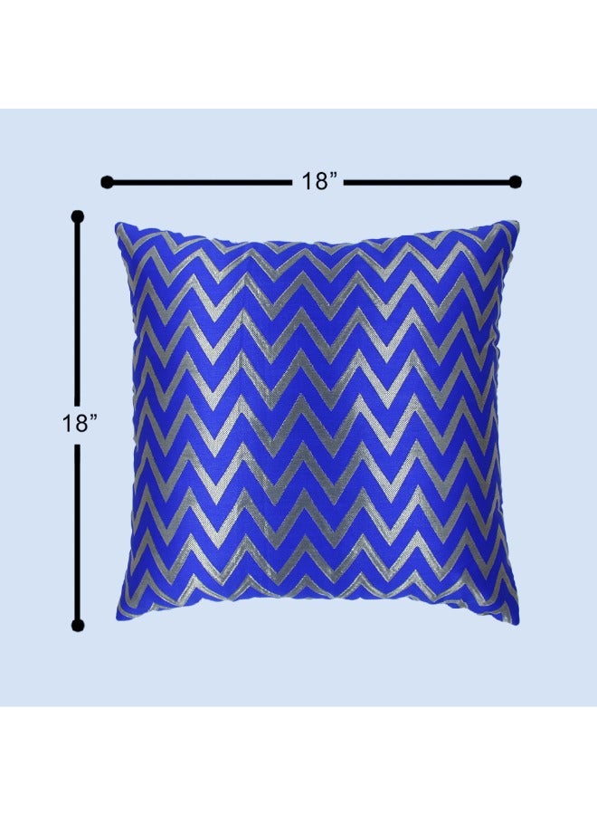 BYFT Orchard Cushion Cover 18 x 18 inch (Zig Zag Design - Royal Blue) 45 x 45 cm Luxury Decorative Cushion Cover for Sofa, Bed & Living Room- Set of 2 without inserts
