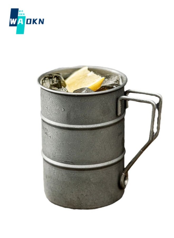 WAOKN Stainless Steel Mug, Frosted Retro Coffee Cup, Creative Outdoor Camping Picnic Water Cup, Travel Environmentally Friendly Water Cup, Metal Cup for Home Office 380ml (Silver)  - Image 1