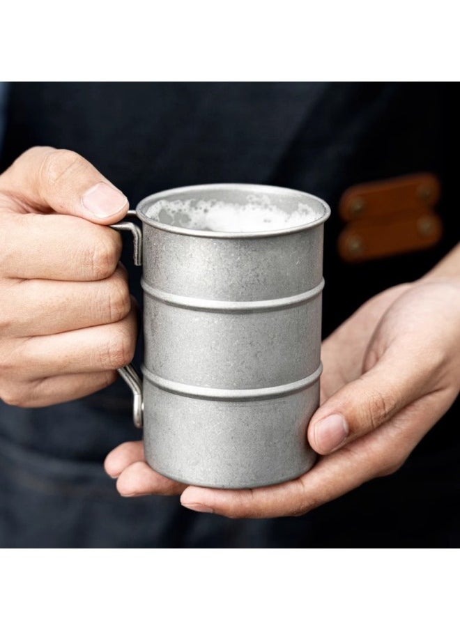 WAOKN Stainless Steel Mug, Frosted Retro Coffee Cup, Creative Outdoor Camping Picnic Water Cup, Travel Environmentally Friendly Water Cup, Metal Cup for Home Office 380ml (Silver)  - Image 4