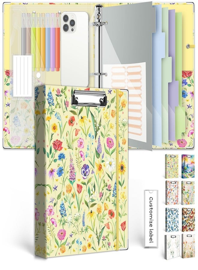 KLLVE 3 Ring Binder 2 Inch, Three Ring Binder Organizer with Clipboard, 5-Tabs Pockets Dividers, Plastic Folder, 18 Divider Stikers, KLLVE Cute Binder with Pen Loop (Garden Party, Letter Size) - Image 1