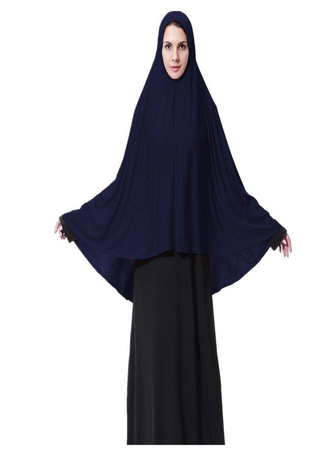 XINFU Women's High Stretch Hijab Muslim Arabian Long Milk Silk Purity Color Chiffon Hijab, Navy Blue, Small - Image 1