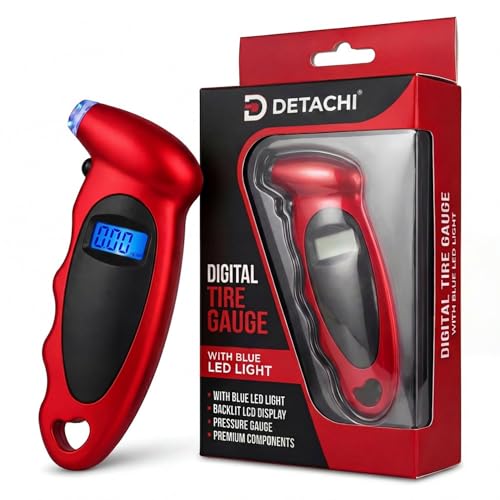 DETACHI Digital Tyre Pressure Gauge 150 PSI for Car, Bike & Motorcycle LCD Backlit Display Portable Tyre Air Pressure Checker Accurate & Non-Slip Grip - Image 1