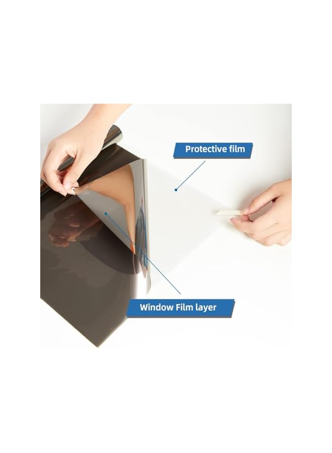 The Bros Heat Control Window Film, Window Tint Sun Blocking Blackout and UV Protection, One-Way Privacy Mirror Reflective Film, Explosion-Proof Premium PET Material, 17.5 Inch x 6.5 Feet, Saturn Grey - Image 3