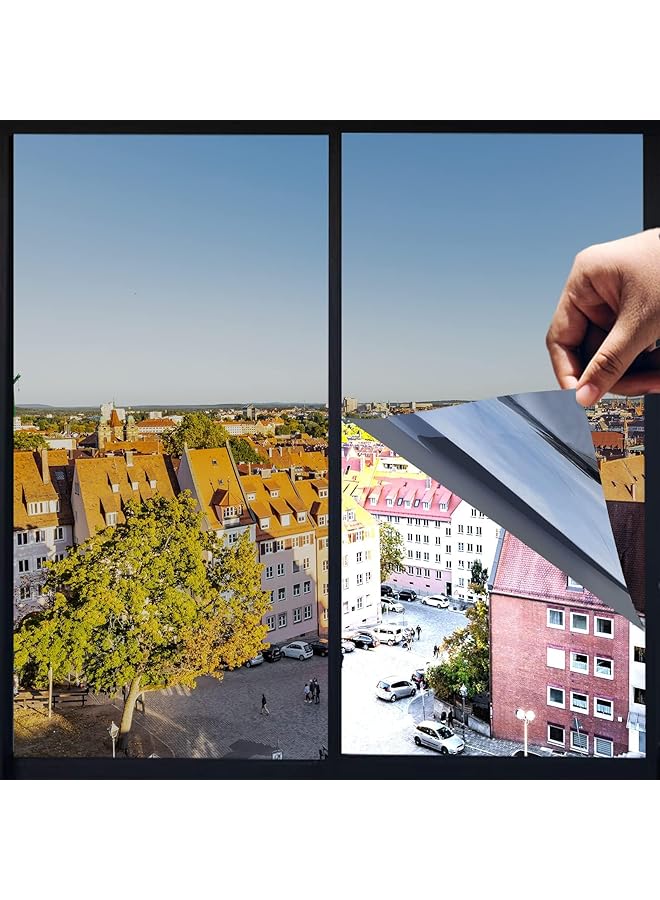 The Bros Heat Control Window Film, Window Tint Sun Blocking Blackout and UV Protection, One-Way Privacy Mirror Reflective Film, Explosion-Proof Premium PET Material, 17.5 Inch x 6.5 Feet, Saturn Grey - Image 1