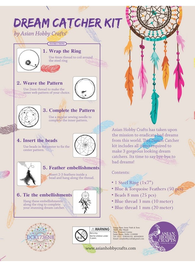 Asian Hobby Crafts Aluminum Diy Dream Catcher Kit (1 X 7 Inch Multicolour) - Image 4