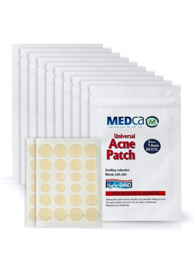 MEDca Acne Absorbing Covers - Hydrocolloid Acne Care Bandages (240 Count) Three Universal Patch Sizes, Acne Blemish Treatment for Face & Skin Spot Pore Patch that Conceals, Reduce Pimples and Blackheads - Image 1