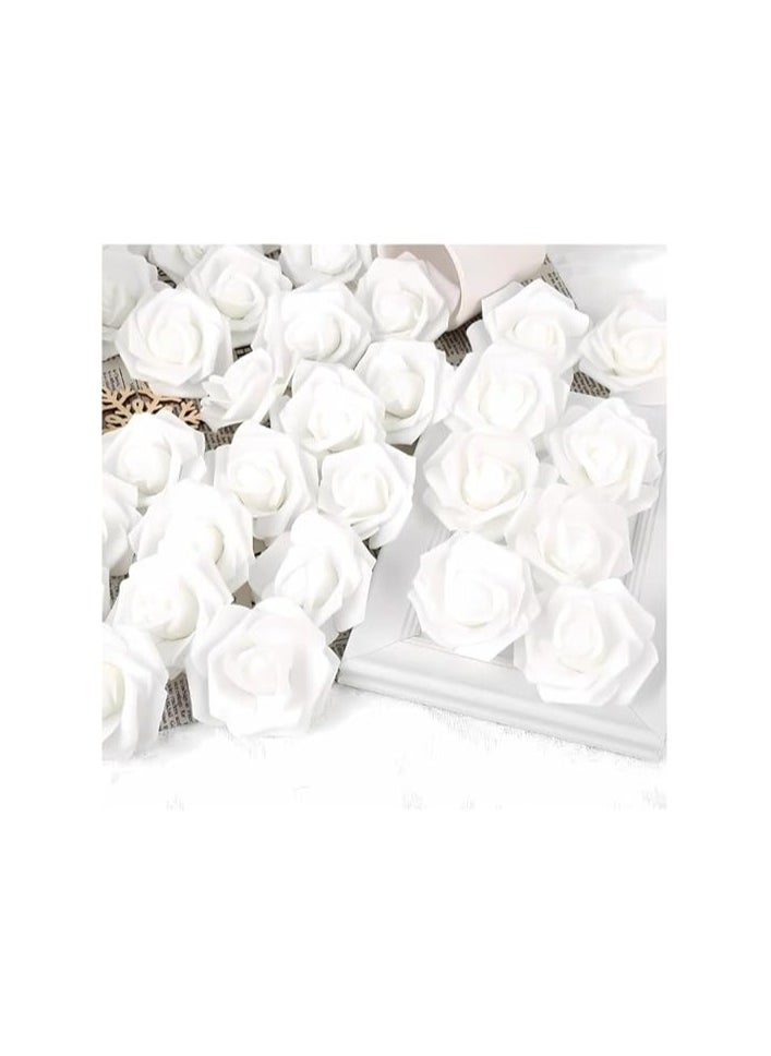 Generic High Quality Artificial Realistic White Foam Rose Flower for Wedding, Birthday, Party, Home, Gift Decoration (100pcs) 