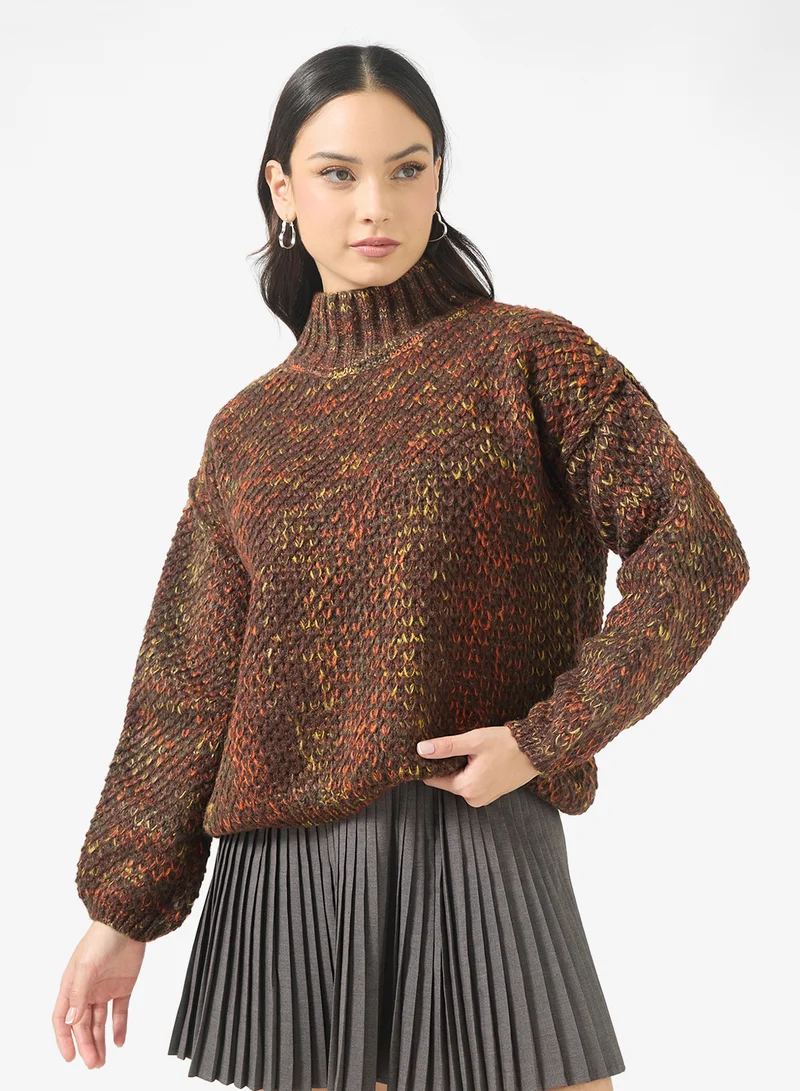 Ginger High Neck Marled Sweater