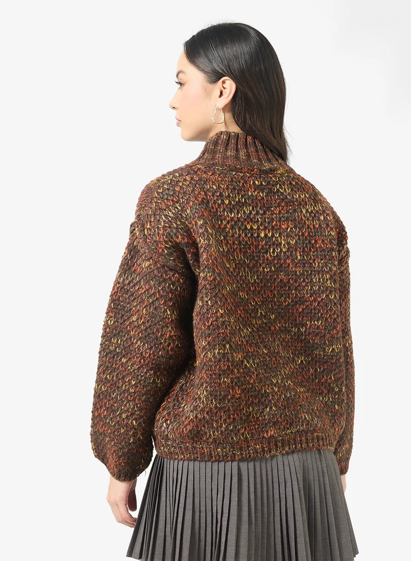 Ginger High Neck Marled Sweater