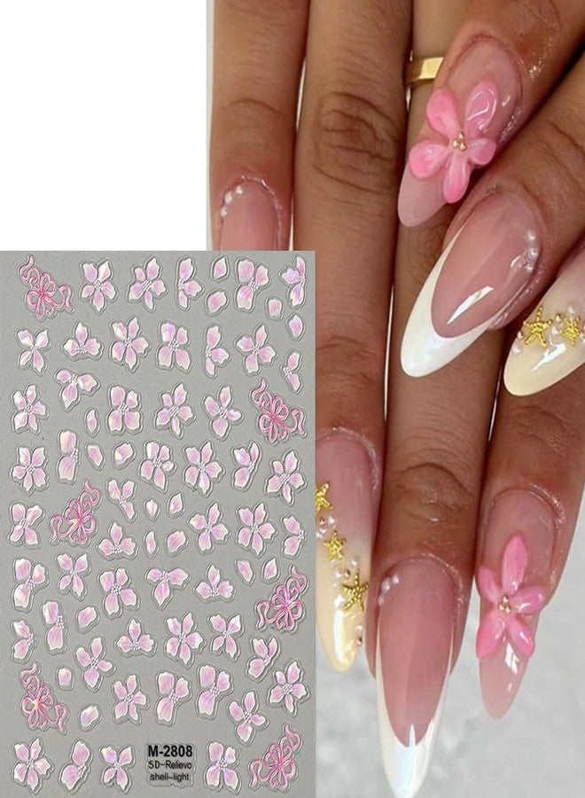 BYJKYEN Flower Nail Sticker for Nails Art 3D Self-Adhesive Hibiscus Nail Decals Summer Flowers Nail Charm Stickers DIY Manicure Decoration Supplies for Women and Girls Daily Wear Nails - Image 2