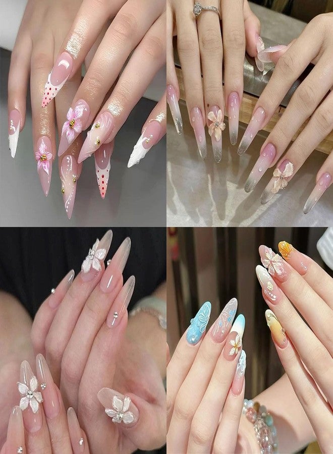 BYJKYEN Flower Nail Sticker for Nails Art 3D Self-Adhesive Hibiscus Nail Decals Summer Flowers Nail Charm Stickers DIY Manicure Decoration Supplies for Women and Girls Daily Wear Nails - Image 3