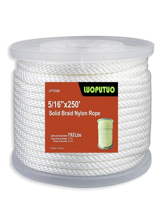 LUOPUTUO White Nylon Rope High UV and Abrasion Resistance, Multipurpose Tightly Braided Rope, 5/16 Inch 250 Foot Spool | Solid Braid - Industrial Grade - Low Stretch, Flag Pole, Clothes line - Image 1