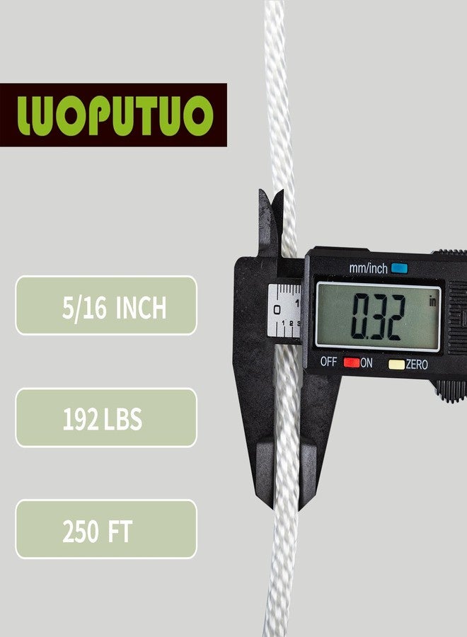 LUOPUTUO White Nylon Rope High UV and Abrasion Resistance, Multipurpose Tightly Braided Rope, 5/16 Inch 250 Foot Spool | Solid Braid - Industrial Grade - Low Stretch, Flag Pole, Clothes line - Image 5
