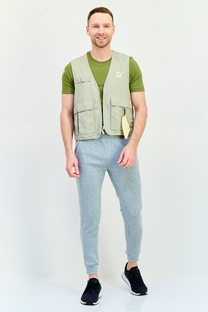 PUMA Men Relaxed Fit Embroidered Logo Outdoor Vest With Pouch, Sage Green  - Image 4