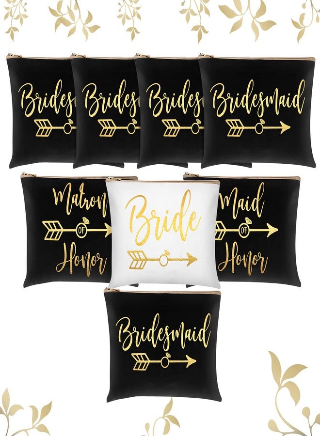 Weewooday 8 Pcs Bridesmaid Makeup Bag Matron of Honor Gifts Bridal Bag for Bridal Wedding Party Gift(Stylish Pattern) - Image 1