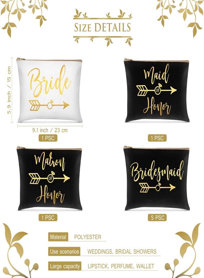Weewooday 8 Pcs Bridesmaid Makeup Bag Matron of Honor Gifts Bridal Bag for Bridal Wedding Party Gift(Stylish Pattern) - Image 2