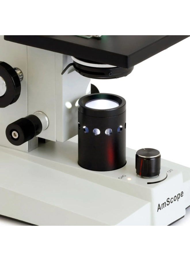 AmScope B100B-MS Compound Binocular Microscope, 40X-2000X Magnification, Brightfield, Tungsten Illumination, Abbe Condenser, Mechanical Stage  - Image 4