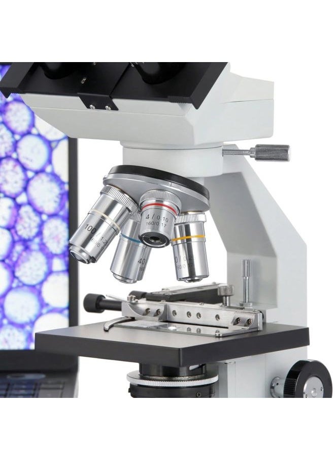 AmScope B100B-MS Compound Binocular Microscope, 40X-2000X Magnification, Brightfield, Tungsten Illumination, Abbe Condenser, Mechanical Stage  - Image 5