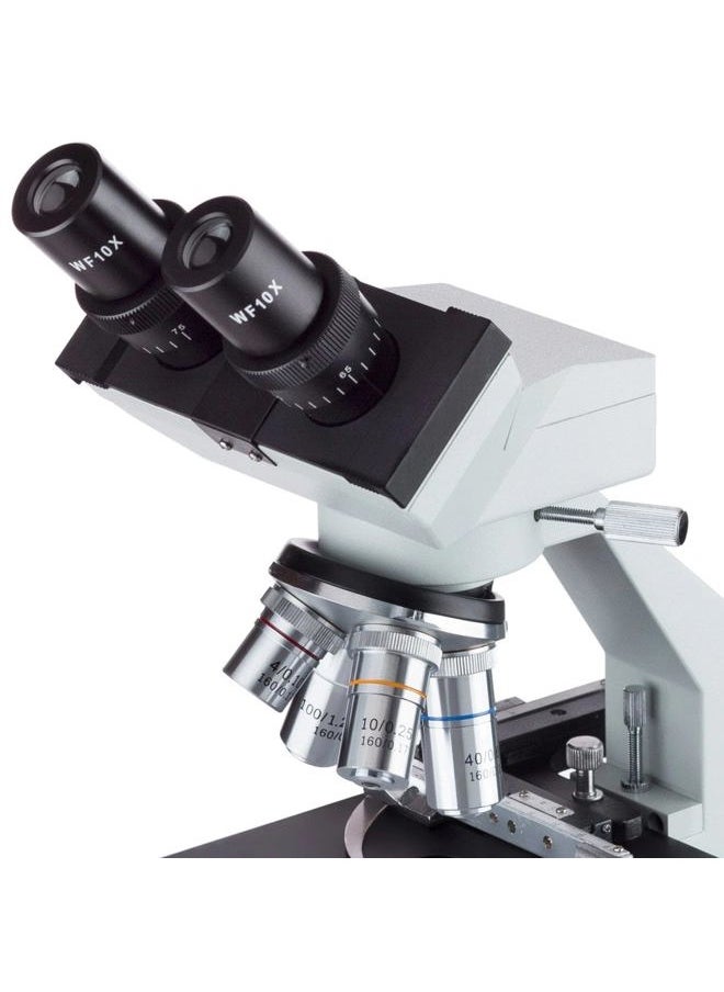 AmScope B100B-MS Compound Binocular Microscope, 40X-2000X Magnification, Brightfield, Tungsten Illumination, Abbe Condenser, Mechanical Stage  - Image 2