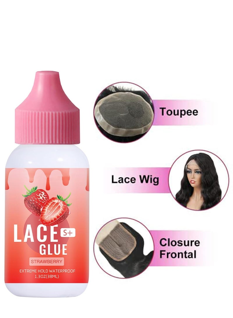 Generic Glue for Wigs, Strong Hold Invisible Wig Bonding Glue for Front  Wigs, Waterproof  Oil-Resistant for Hair Systems  Toupees, 1.3oz, Strawberry Scent  - Image 5