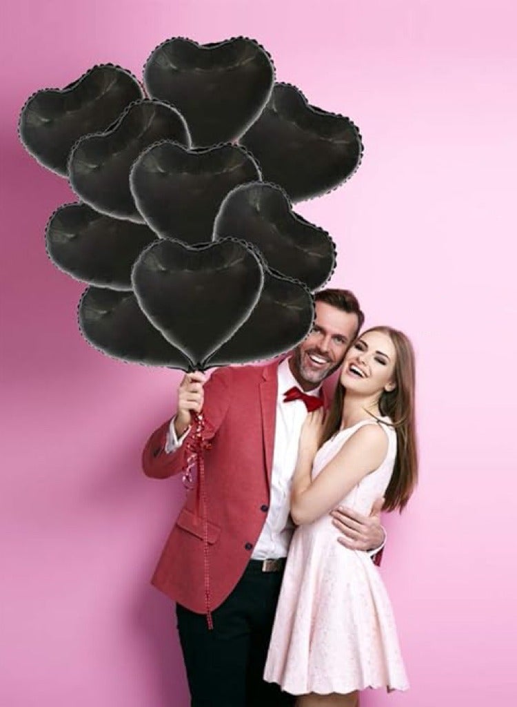 12 Black Heart Balloons, 18 Inch Heart Foil Balloons, Black Birthday Decoration, Love Balloons, Birthday Party, Wedding, Baby Shower, Valentine's Day Decoration Balloons (Black) - Image 4
