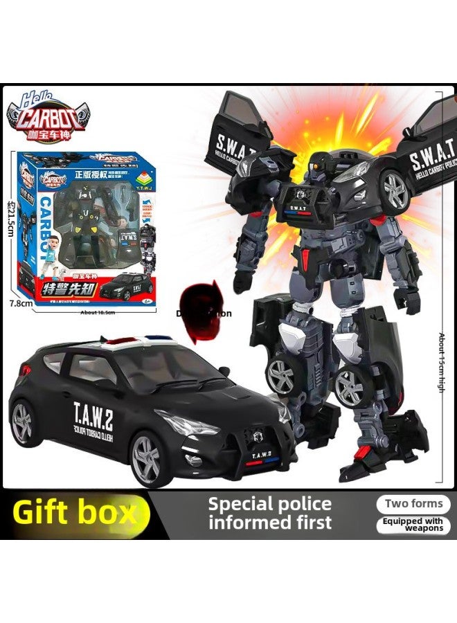 Genuine Kabao Car God Toy Children's Deformation Robot Model King Kong Deformation Special Police Prophet Cartoon Autobot-Color:Special Police First Know Kb-09 - Image 1