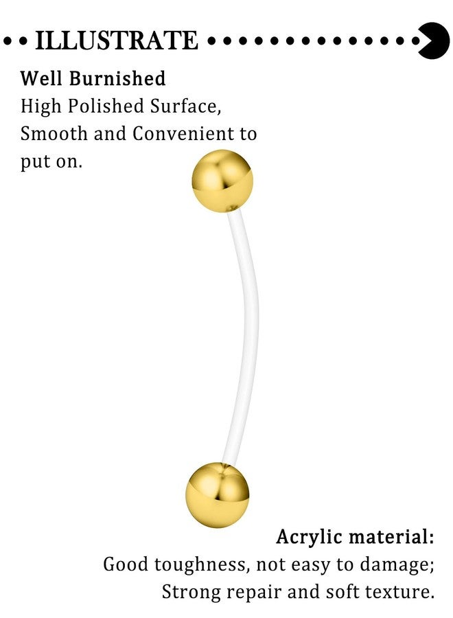 Hoeudjo Pregnancy Belly Rings Maternity Belly Button Rings Plastic Long Bar Navel Ring for Maternity Sport Pregnant Women Different Length 18/32/35/38mm Ball Size 5mm Gold-tone - Image 3