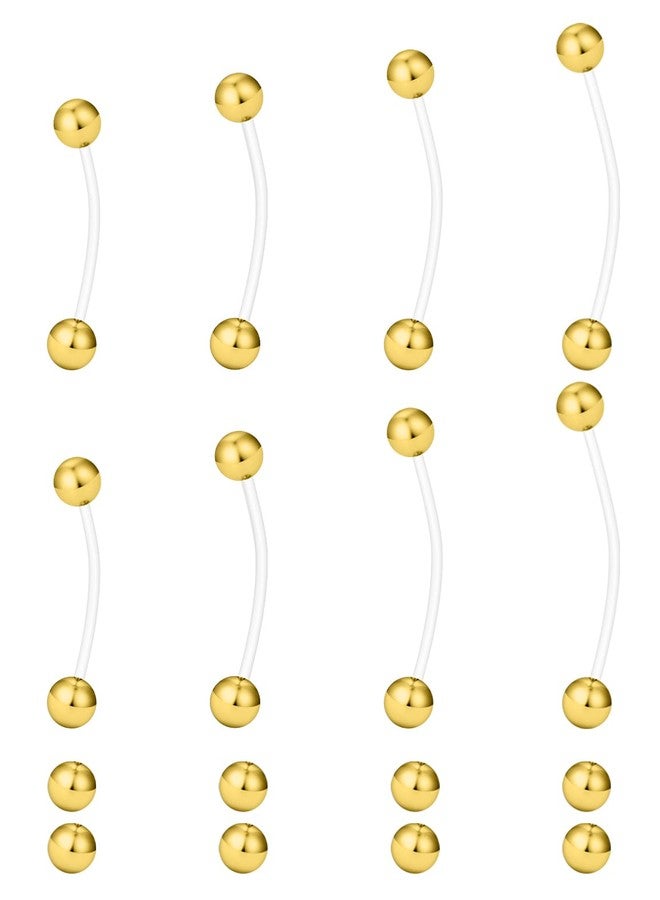 Hoeudjo Pregnancy Belly Rings Maternity Belly Button Rings Plastic Long Bar Navel Ring for Maternity Sport Pregnant Women Different Length 18/32/35/38mm Ball Size 5mm Gold-tone - Image 1