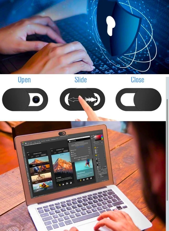 Chase Up [8 Pack] Ultra-Thin Webcam Cover Slide – 0.022in Privacy Protector for Laptop, MacBook, iPhone, iPad, PC & More – Sleek Camera Blocker for Online Security - BLACK  - Image 3