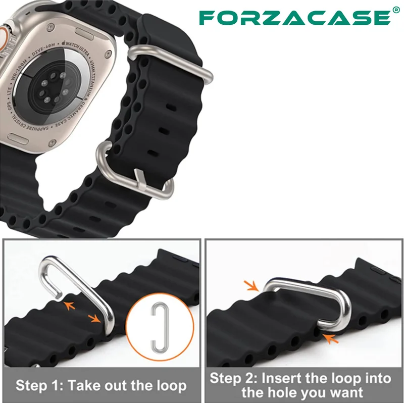 فورزاكاس Corrugated Ocean Silicone Band Strap for Apple Watch 8 45MM - FC007
