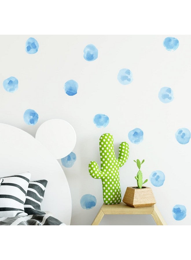 ROFARSO 120 Decals 2.2'' Sky Blue Watercolor Polka Dots Wall Decals Stickers Diy Removable Peel & Stick Wall Art Decorations Home Decor For Nursery Bedroom Living Room Playing Room - Image 1