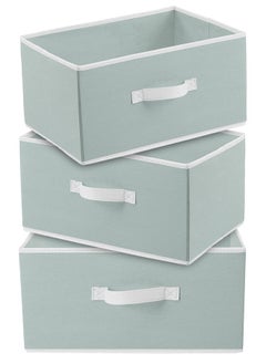 Kuber Industries Kuber Industries Foldable Boxes For Storage (Pack of 3) - Multipurpose Storage Organizer For Clothes | Wardrobe | Closet | Toys | Books | Home - Undergarment Organizer Basket With Handle (Light Grey)  - Image 1