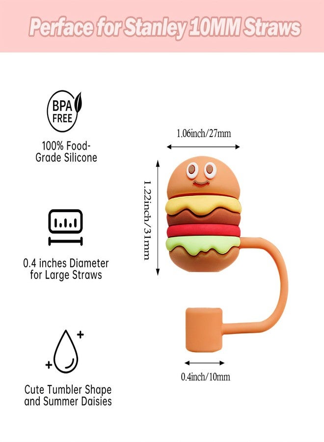 QUVIAE 4 Pack Straw Cover Cap for Stanley Cup 30&40 Oz Tumblers, 0.4in/10mm Cute Silicone Food Straw Topper Protector Lid Accessories for Reusable Straws - Image 3