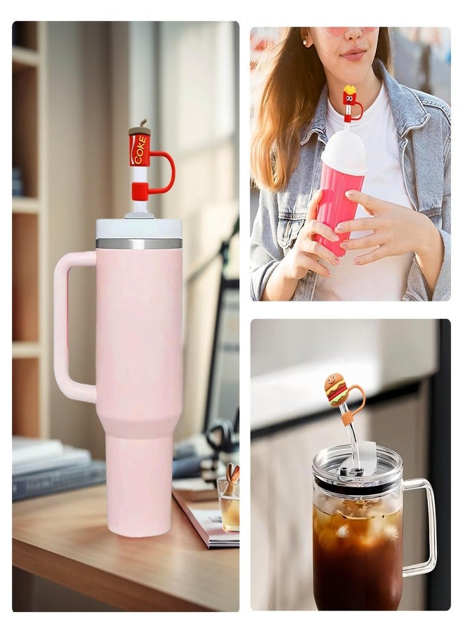 QUVIAE 4 Pack Straw Cover Cap for Stanley Cup 30&40 Oz Tumblers, 0.4in/10mm Cute Silicone Food Straw Topper Protector Lid Accessories for Reusable Straws - Image 5