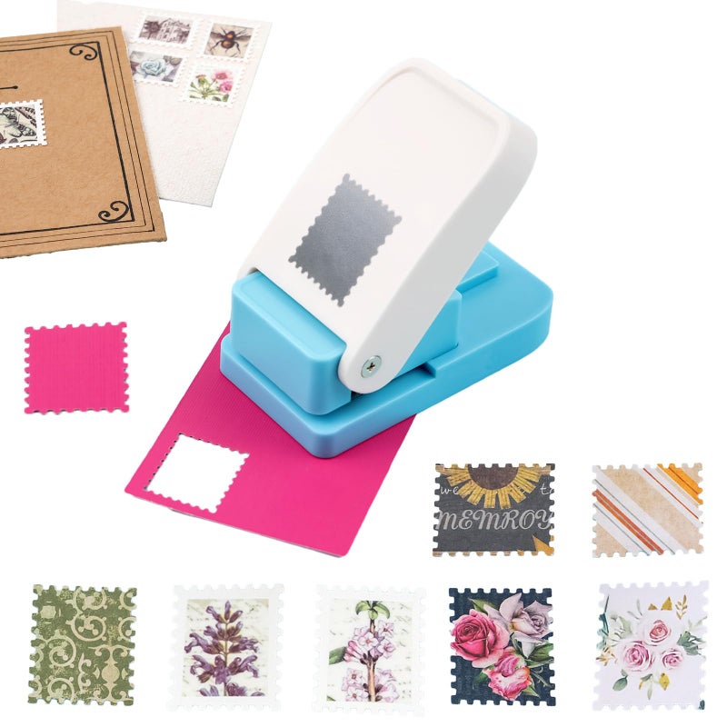 BAOFALI Stamp Punch, Stamp Puncher 1X0.8inch Rectangular Postage Stamps Punches, Stamps Shaped Paper Punch, Lever Paper Punches for Crafting,Craft Cutter Hole Puncher for Scrapbooking Journaling Card Making - Image 1