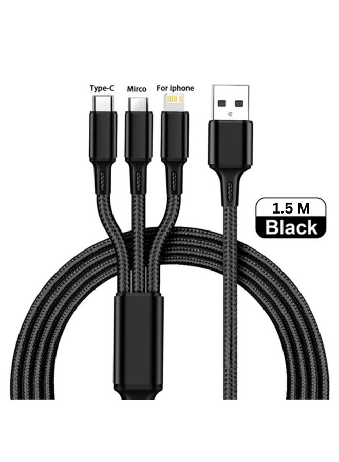 Toy 100 W Fast Charging 3-in-1 Cable – USB-C, Lightning & Micro-USB, Nylon Braided, 5 A Output - Image 4