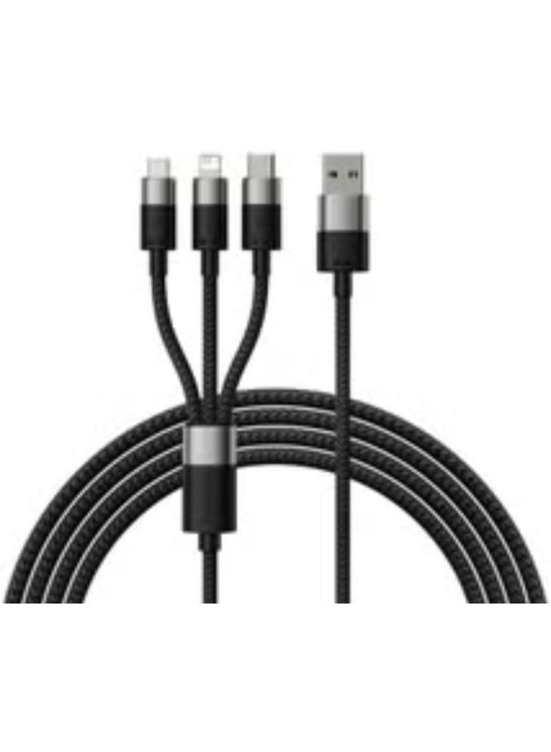 Toy 100 W Fast Charging 3-in-1 Cable – USB-C, Lightning & Micro-USB, Nylon Braided, 5 A Output - Image 1