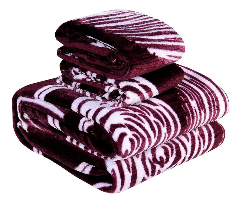 RD TREND 190 Gsm Flannel Warm Abstract Bedsheets For Winter,Double Flat Size 90 X 100 Inches,2 Pillow Covers 18 X 28 Inches(Wine Silver,Double Flat), 300 TC - Image 3