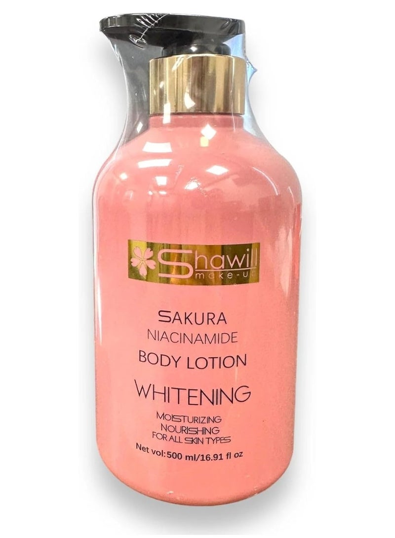 SAKURA Shawill Sakura Niacinamide Body Lotion Whitening Moisturizing Nourishing For All Skin Type 500 Ml - Image 3