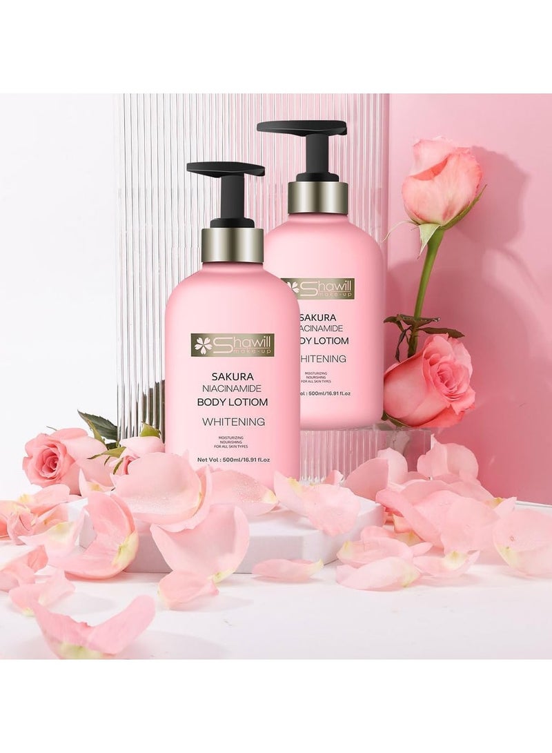 SAKURA Shawill Sakura Niacinamide Body Lotion Whitening Moisturizing Nourishing For All Skin Type 500 Ml - Image 4