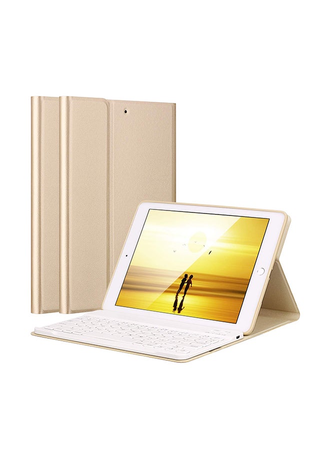 Protective Case Cover With Bluetooth Keyboard For Apple iPad Air/Air 2 Gold - Image 1