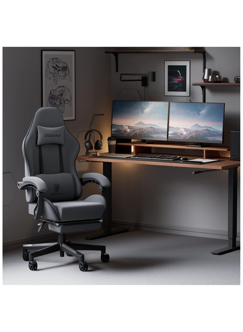 Mahmayi Dowinx LS 6658B Ergonomic High Back Gaming Chair with Lumber Support and Headrest, PU Leatherette Executive Swivel Rolling Gaming Chair Ideal for Home and Office - Black and Grey - Image 2